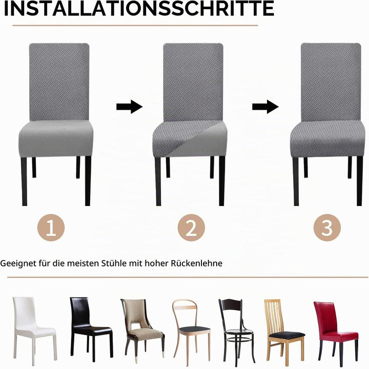 Lydevo Stuhlhussen XL 4er Set Stretch Stuhlhussen Schwingstühle XL für Esszimmerstühle Spandex Unive