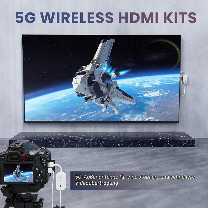 Wireless HDMI Transmitter and Receiver 165FT/50M, HDMI Wireless Extender kit 1080P@60Hz Plug &amp; Play,