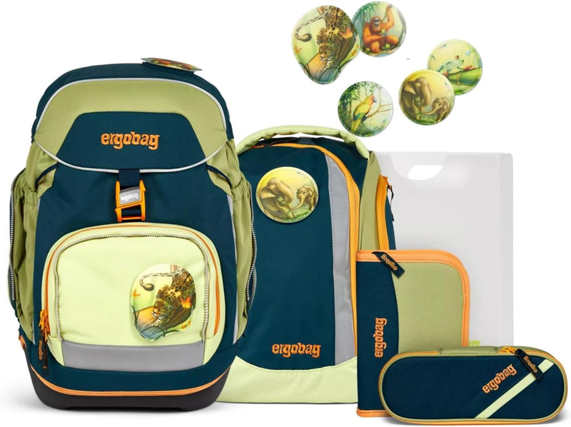 ergobag pack Set ergonomischer Schulrucksack Flexibel 6-teilig 1. Klasse Grundschule Entdeckbär - Du