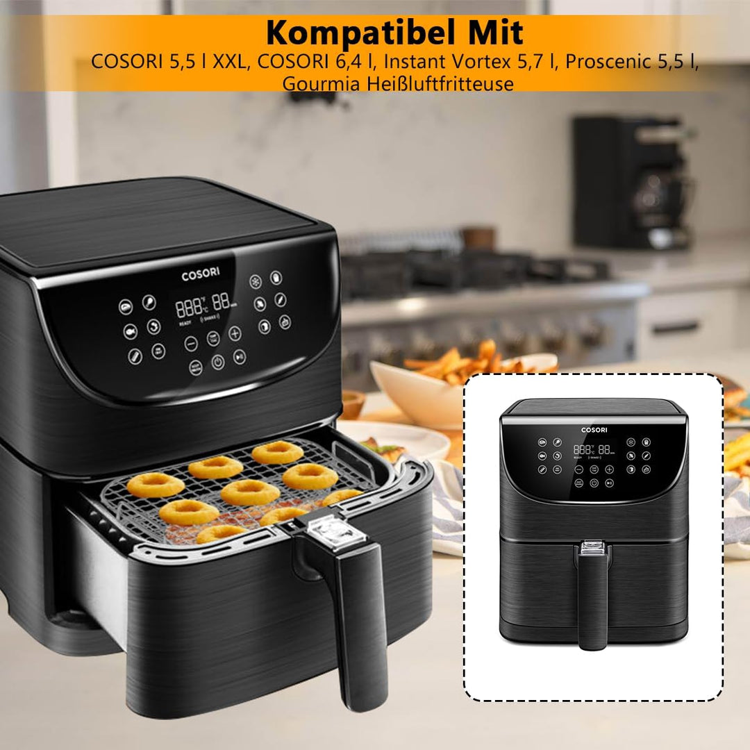 Rack für Cosori Air Fryer,304 Edelstahl 2-lagiger Dehydrator-Grillrost Rack Zubehör für COSORI 5,5 L