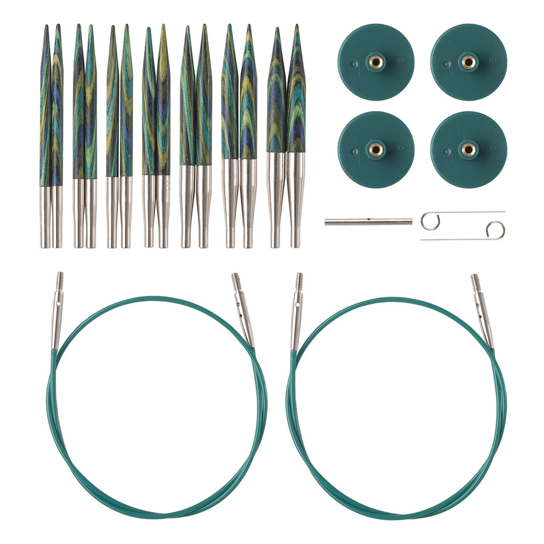 Knit Picks Options Stricknadel-Set aus Holz, kurze Spitze, auswechselbar, 7,5 cm Caspian, Caspian