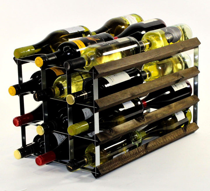 Cranville wine racks Doppel Tiefe 24 Flasche Eiche dunkel gebeiztem Holz und verzinktem Metall Weinr
