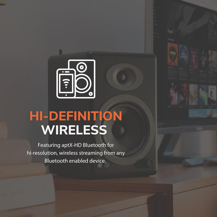 Audioengine Regallautsprecher - A5 Plus 150-W-Bluetooth-Lautsprecher für Heimkinos und Studios A5+ B