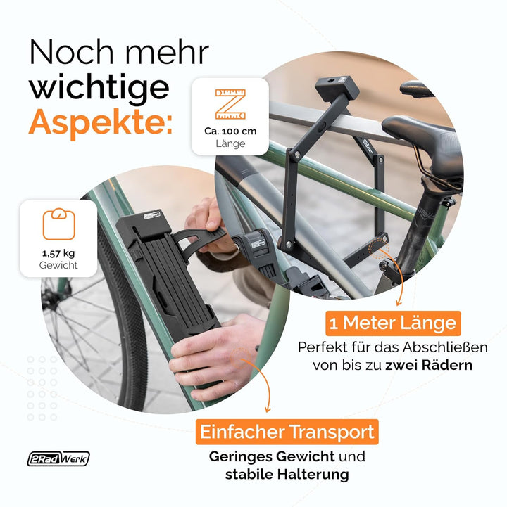 2Radwerk Fahrradschloss Secure Fold - ART zertifiziertes Faltschloss I Fahrrad Schloss, Faltschlösse