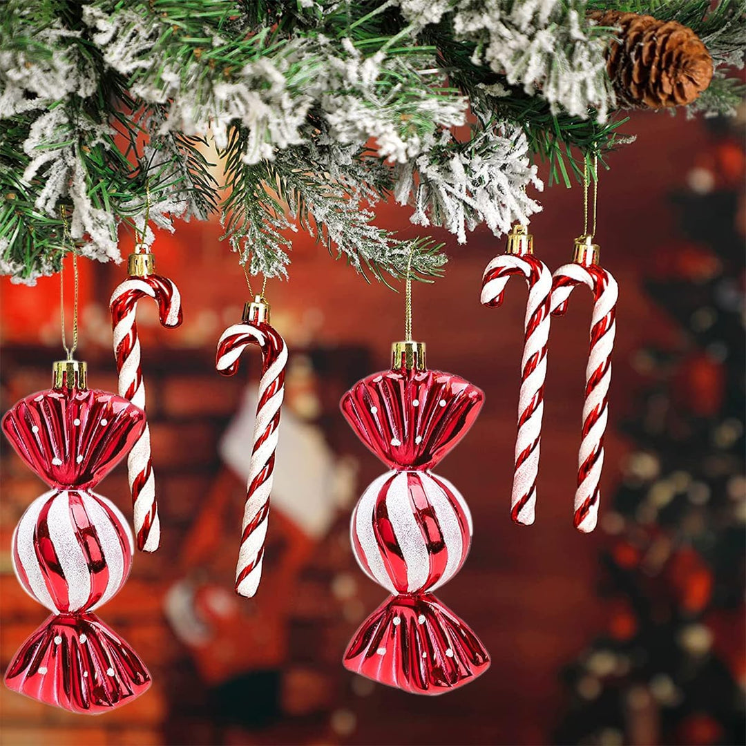 18 Stück Zuckerstangen Weihnachten Deko Weihnachtskugeln Zuckerstangen Deko Glitzer Weihnachtsbaumsc