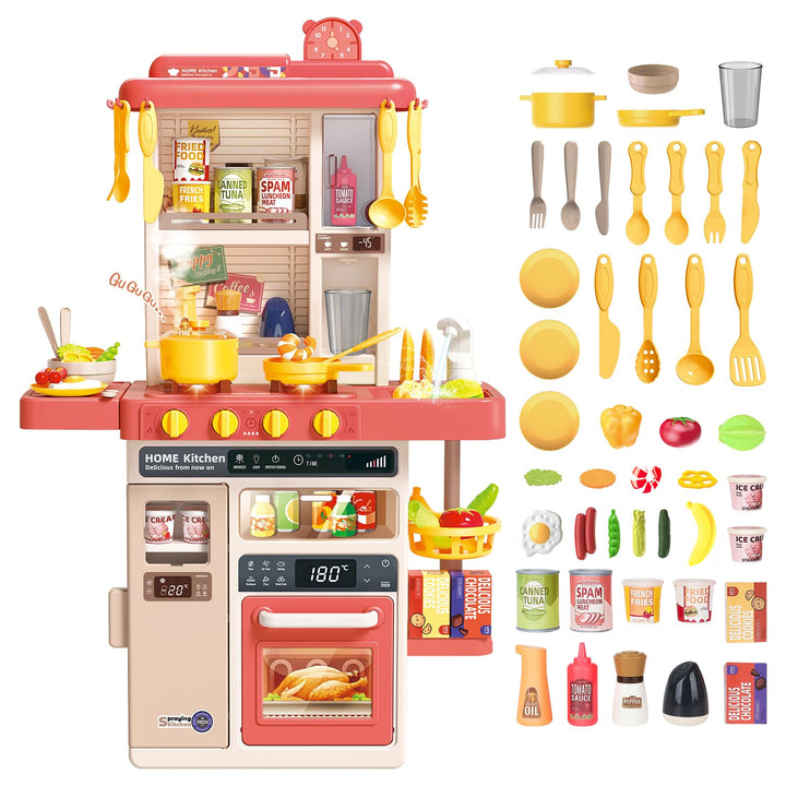 deAO Kinderküche “My Little Chef“ mit Sounds und Licht, Dampf, 50PCS kinderküche zubehör enthalt Ges