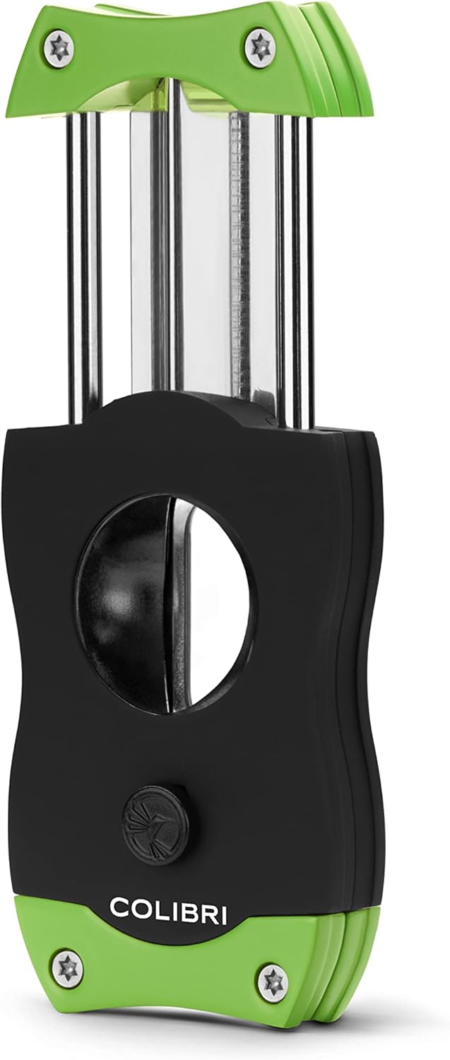 Colibri V-Cut Zigarrenschneider | Schwarz Mit Blauakzenten | Federauslöser | Tiefer 7mm V-Schnitt |