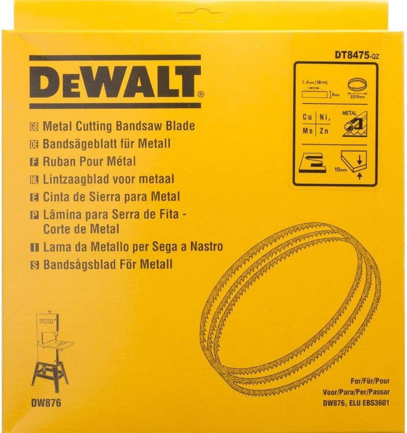 DeWalt Bandsägeblätter für DW 876 (Länge: 2215 mm, Breite: 6 mm, Dicke: 0,6 mm, Zahnteilung: 1,4 mm)