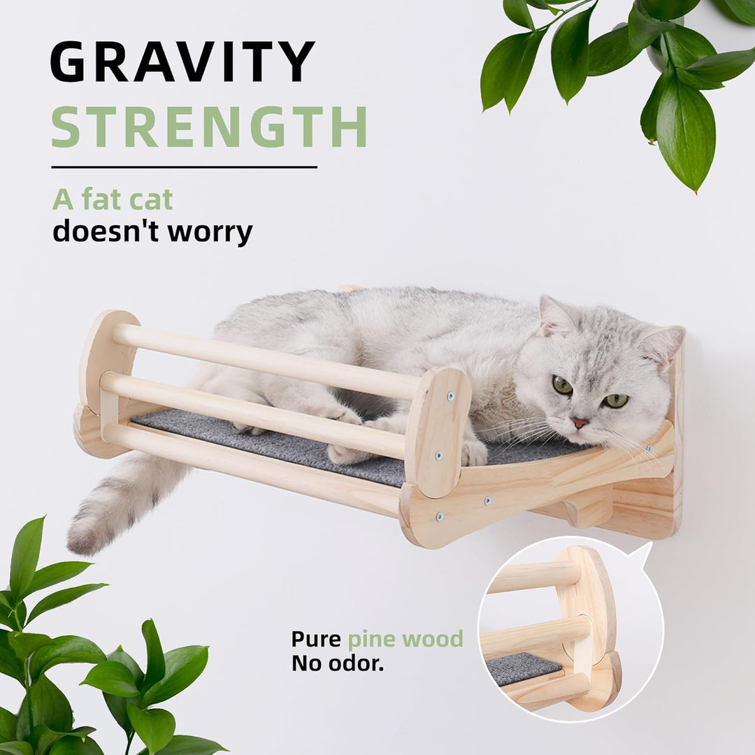 Kiefer-Katzen-Wandregale mit Kratzmatte, Platzsparendes Regal für Katzen katzen wand, katzen wand