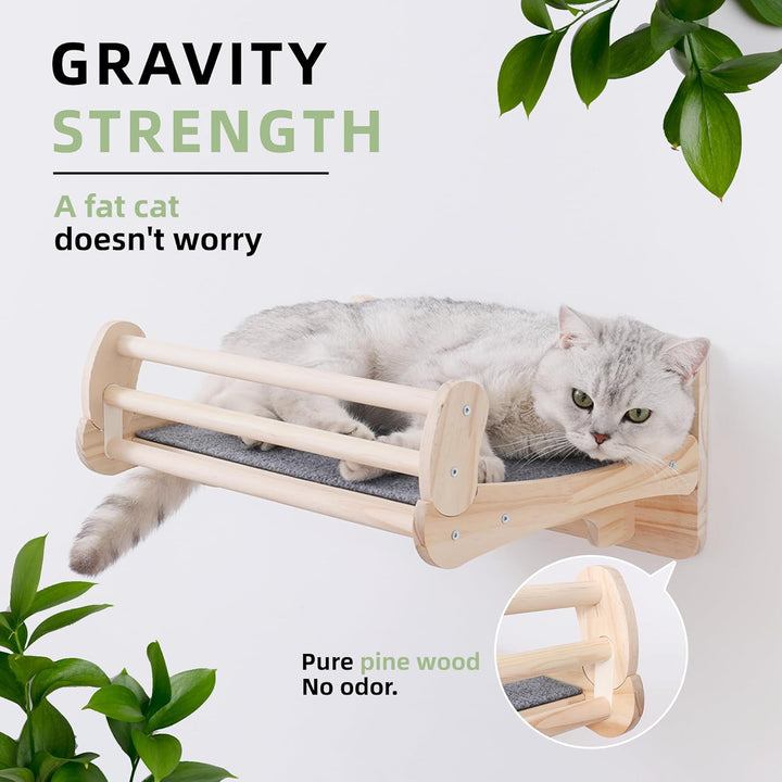 Kiefer-Katzen-Wandregale mit Kratzmatte, Platzsparendes Regal für Katzen katzen wand, katzen wand