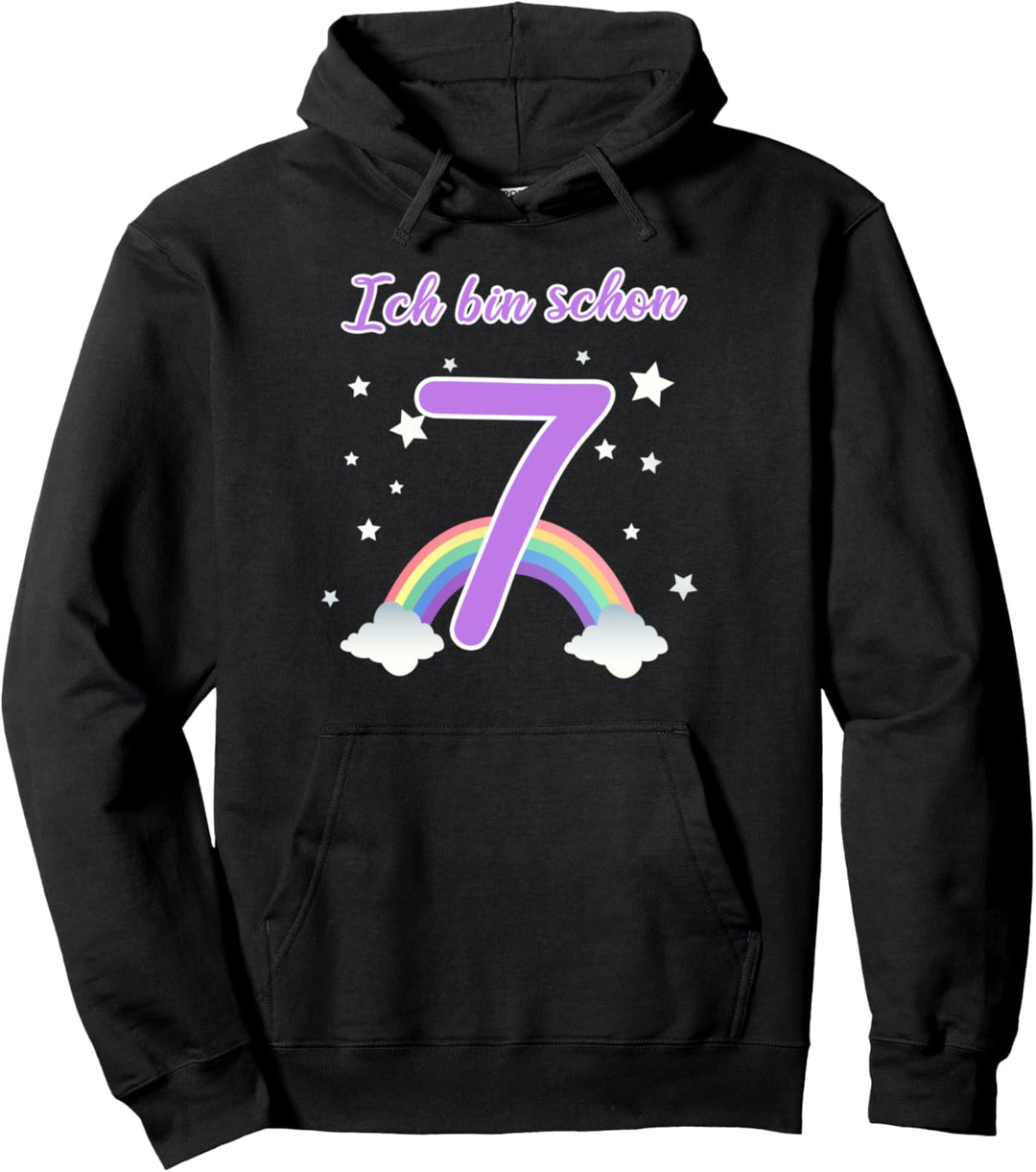 Mädchen Ich bin schon 7 Jahre alt 7. Geburtstag Regenbogen Pullover Hoodie