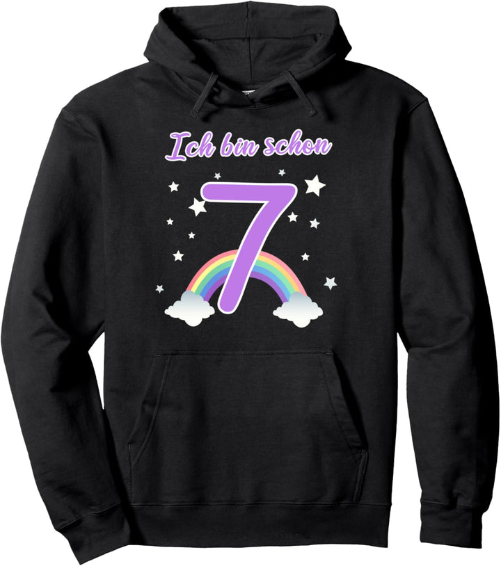 Mädchen Ich bin schon 7 Jahre alt 7. Geburtstag Regenbogen Pullover Hoodie