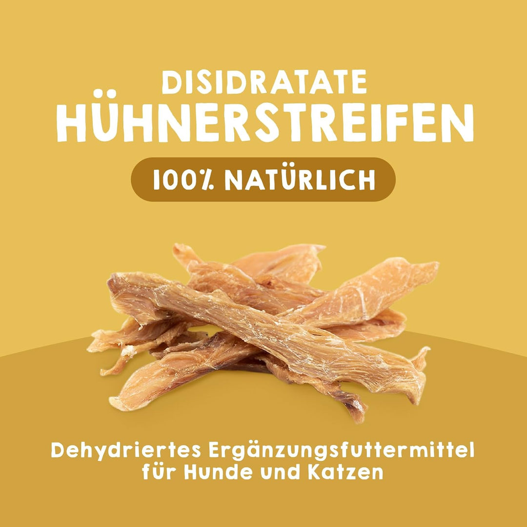 MAIKAI Packung 3 Hundeleckerlis fur hünde aus getrocknetem Huhn in Streifen - Natürliche Hundesnacks