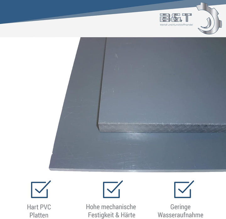B&amp;T Metall Hart PVC grau Platten 12,0 mm stark im Zuschnitt Grösse 200 x 800 mm Grösse 200 x 800 mm