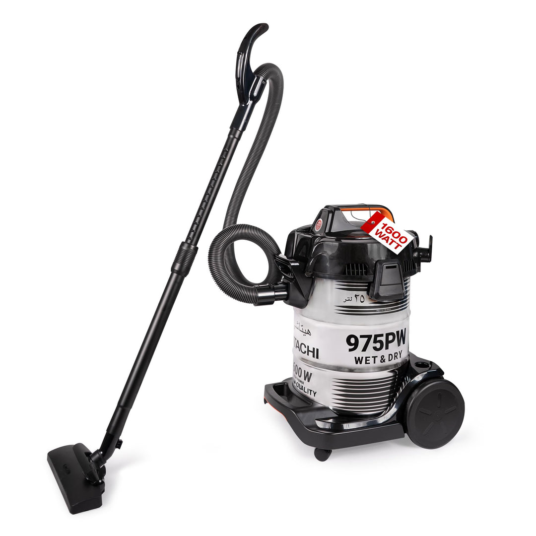 Hitachi CV-975PW Nass- und Trockensauger - 1600W Power, 30L Edelstahlbehälter - 25L Trocken- & 20L N