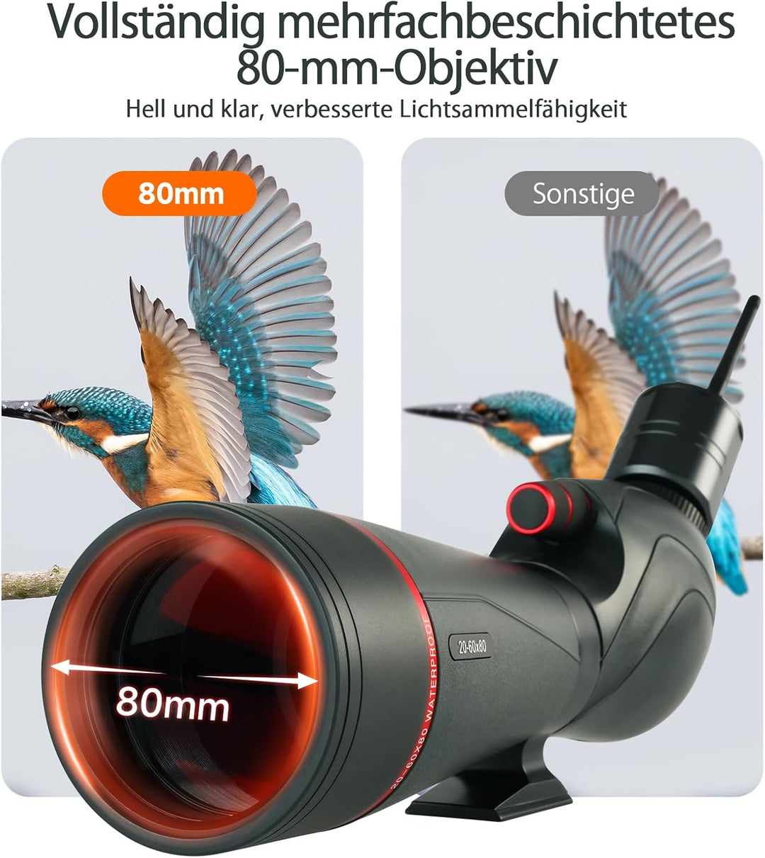 Svbony SV406 20–60x80 mm Spektiv mit SC001 WiFi Kamera, HD FMC BAK4 mit Dual Focus, 1.25'' Abnehmbar
