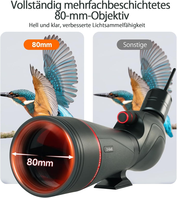Svbony SV406 20–60x80 mm Spektiv mit SC001 WiFi Kamera, HD FMC BAK4 mit Dual Focus, 1.25'' Abnehmbar
