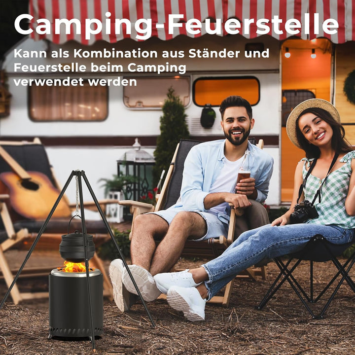 Outdoor Rauchfreie Feuerschale Camping Tragbarer Feuerstelle Edelstahl Feuerkorb Betrieben mit Pelle