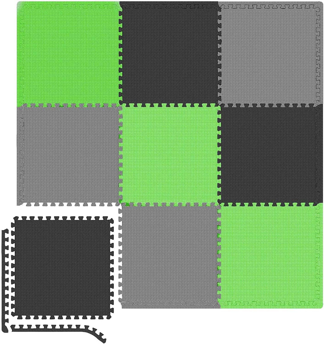 Hop-Sport Puzzlematte 9er Set - Unterlegmatte für Fitnessgeräte als Rutschfester Bodenschutz - Gröss