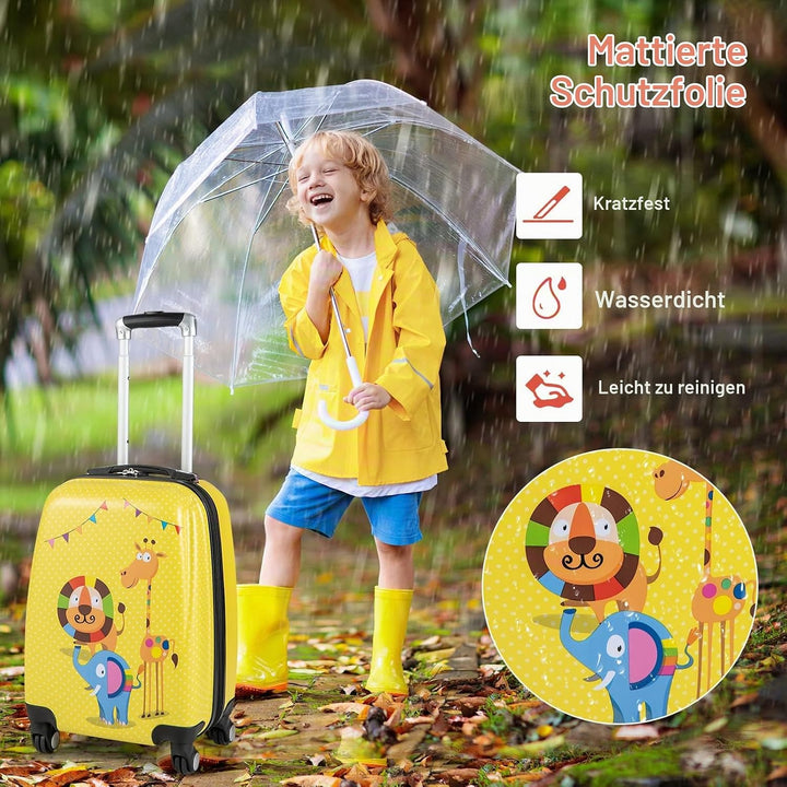 GOPLUS Kinderkoffer mit Rucksack, Kids Trolley, Kindergepäck mit Rollen, Reisekoffer mit Teleskopgri