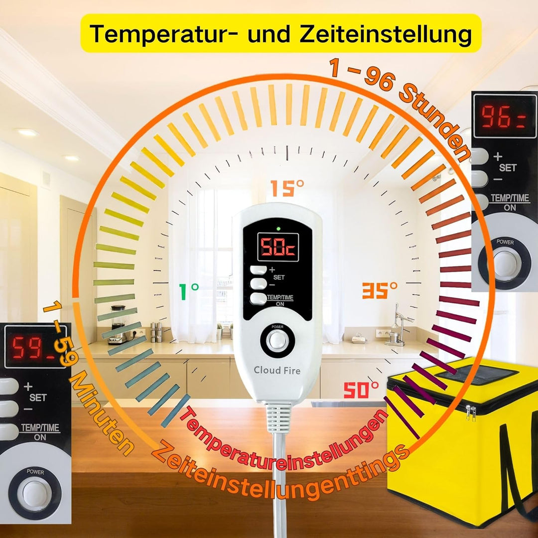Cloud Fire Dough Proofing Box 100W Heizplatte mit Temperatursteuerung und Faltfunktion – Gärbox für