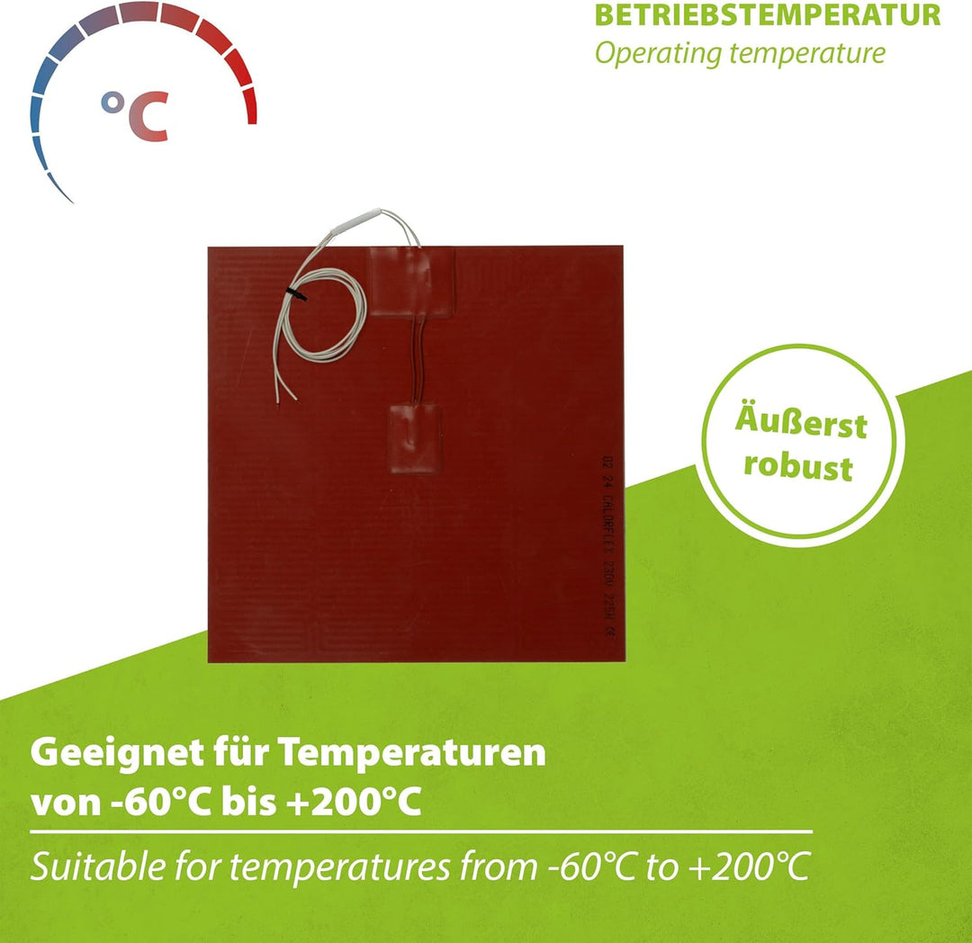 500 Watt Silikon Silicon Heizmatte Heizpad 30x24cm selbstklebend, mit Temperaturbegrenzer - Druckbet