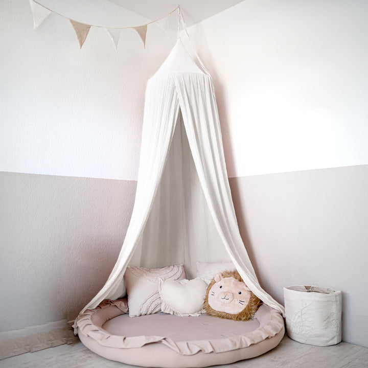 lilimaus Baldachin Kinderzimmer mit Goldapplikation [in 12 Farben] Betthimmel aus 100% Baumwolle Mus