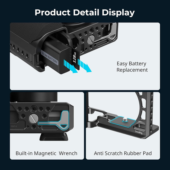 SMALLRIG Kamerakäfig Käfig Cage mit Silikonhandgriff für Sony A6100/A6300/A6400 Kamera - 3164