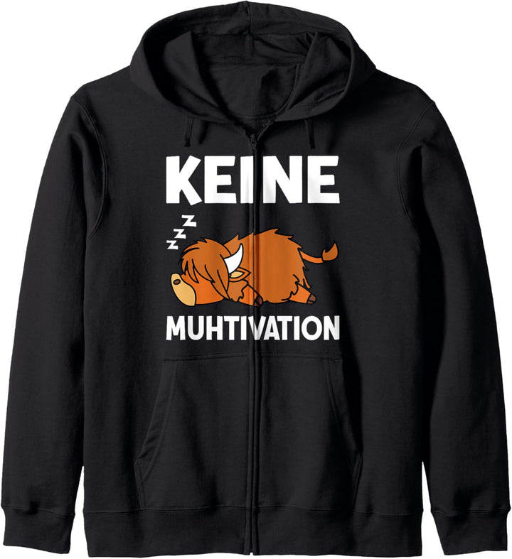 Keine Muhtivation Kuh Schottisches Hochlandrind Landwirt Kapuzenjacke