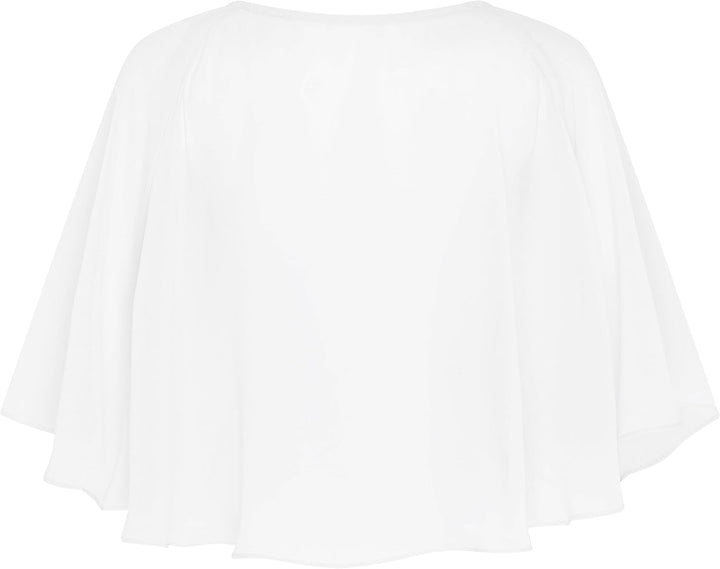 Bolerose weich Hochzeit Umhängetuch Abend Durchsichtiges Chiffon Überwurf Umhang Schultertuch Weiss