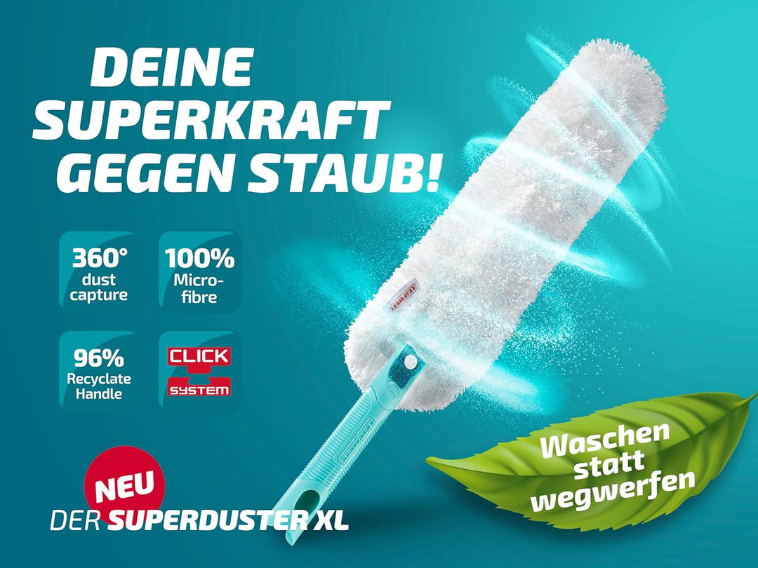 Leifheit SUPERDUSTER XL, Staubwedel mit Mikrofaser-Textil, waschbar und verlängerbar durch Leifheit