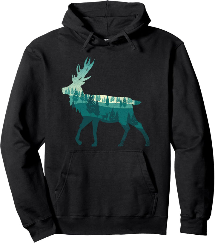 Outdoor Waldbewohner Natur Tier Wald Hirsch Pullover Hoodie