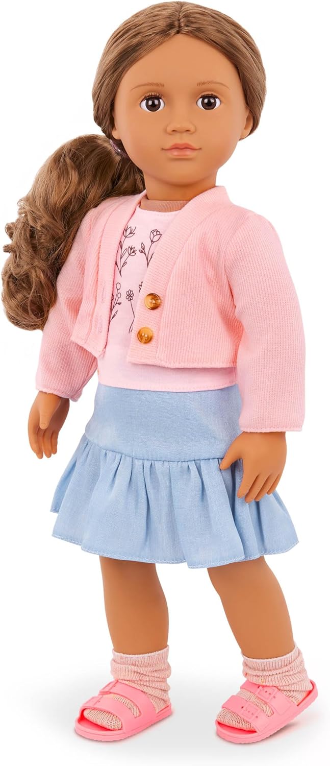 Our Generation – Ländlicher Charme – 46 cm Puppenkleidung – Rosa Pullover & Blauer Rock Outfit – Top