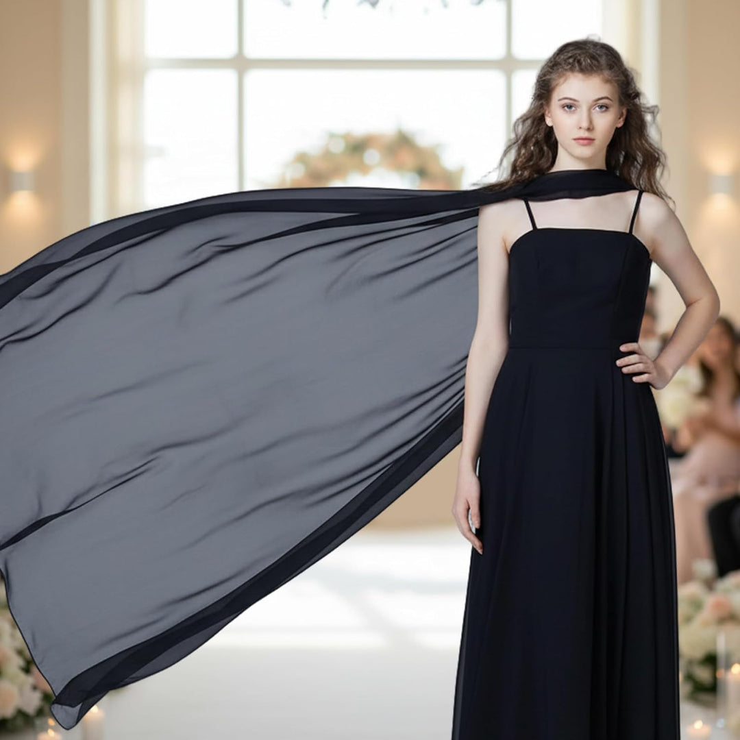 Durchsichtiger Chiffon-Umhang für Damen, 59 Zoll, eleganter Brautschal für Hochzeiten und Abendveran