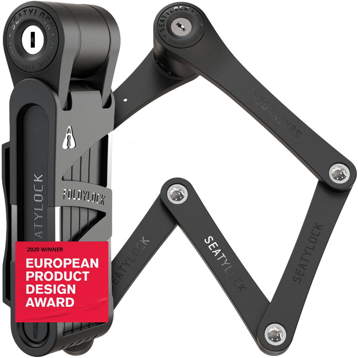 FoldyLock Compact Fahrrad Faltschloss – Patentiertes Testsieger Fahrradschloss mit Schlüssel und Hal