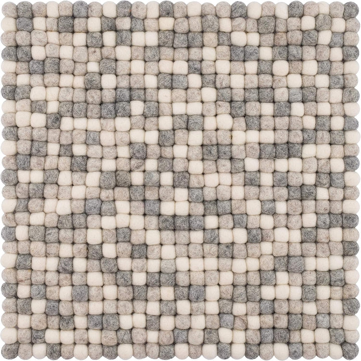 myfelt Filzkugel-Sitzauflage Stuhlauflage - Hella - quadratisch, 36x36 cm, Multi naturfarben hell, N
