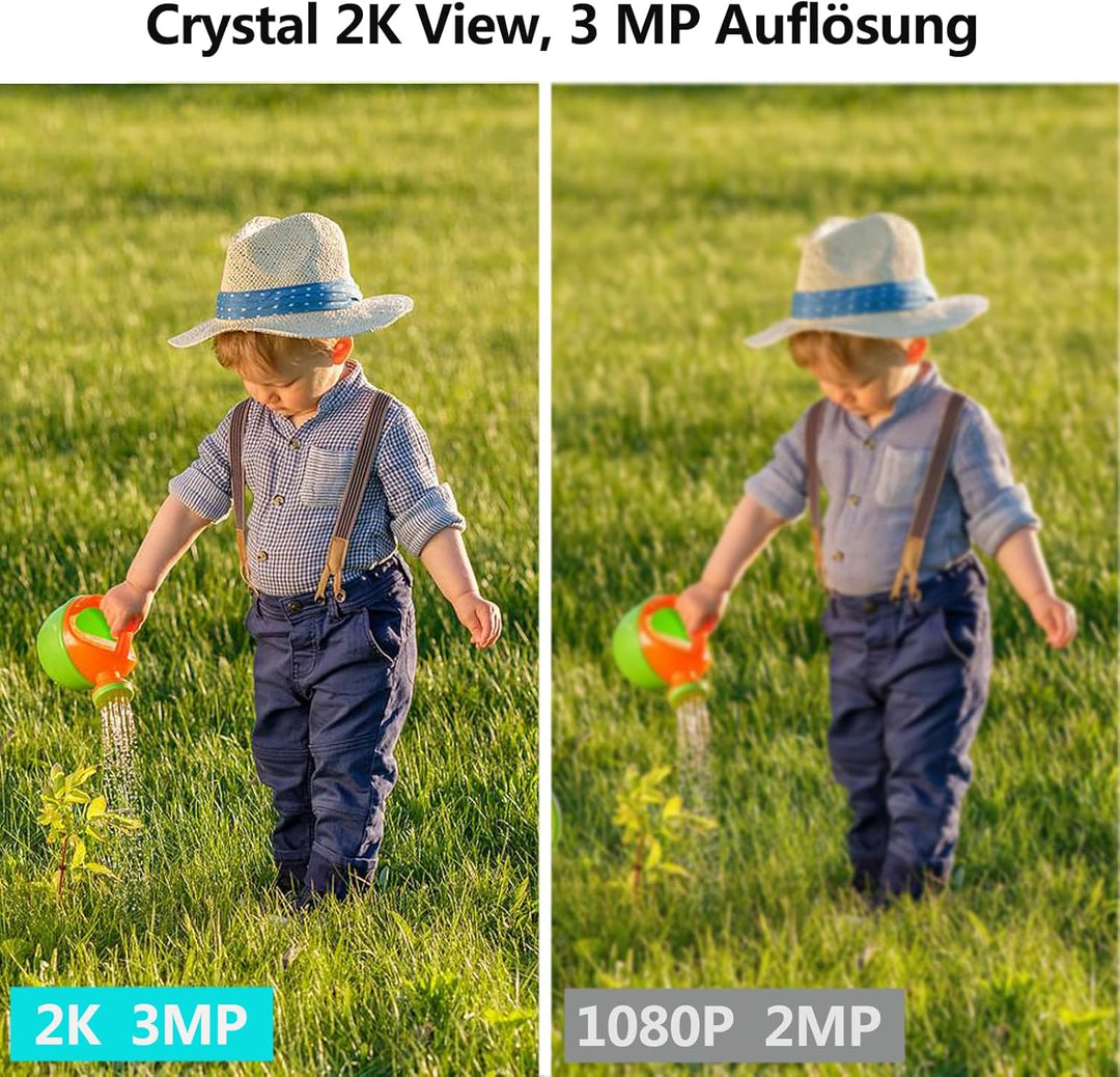 G-ELEK Sicherheitskamera Outdoor Kabellos 2K 3MP Weiss – Vollfarb-Nachtsicht, AI Erkennung (Mensch/T