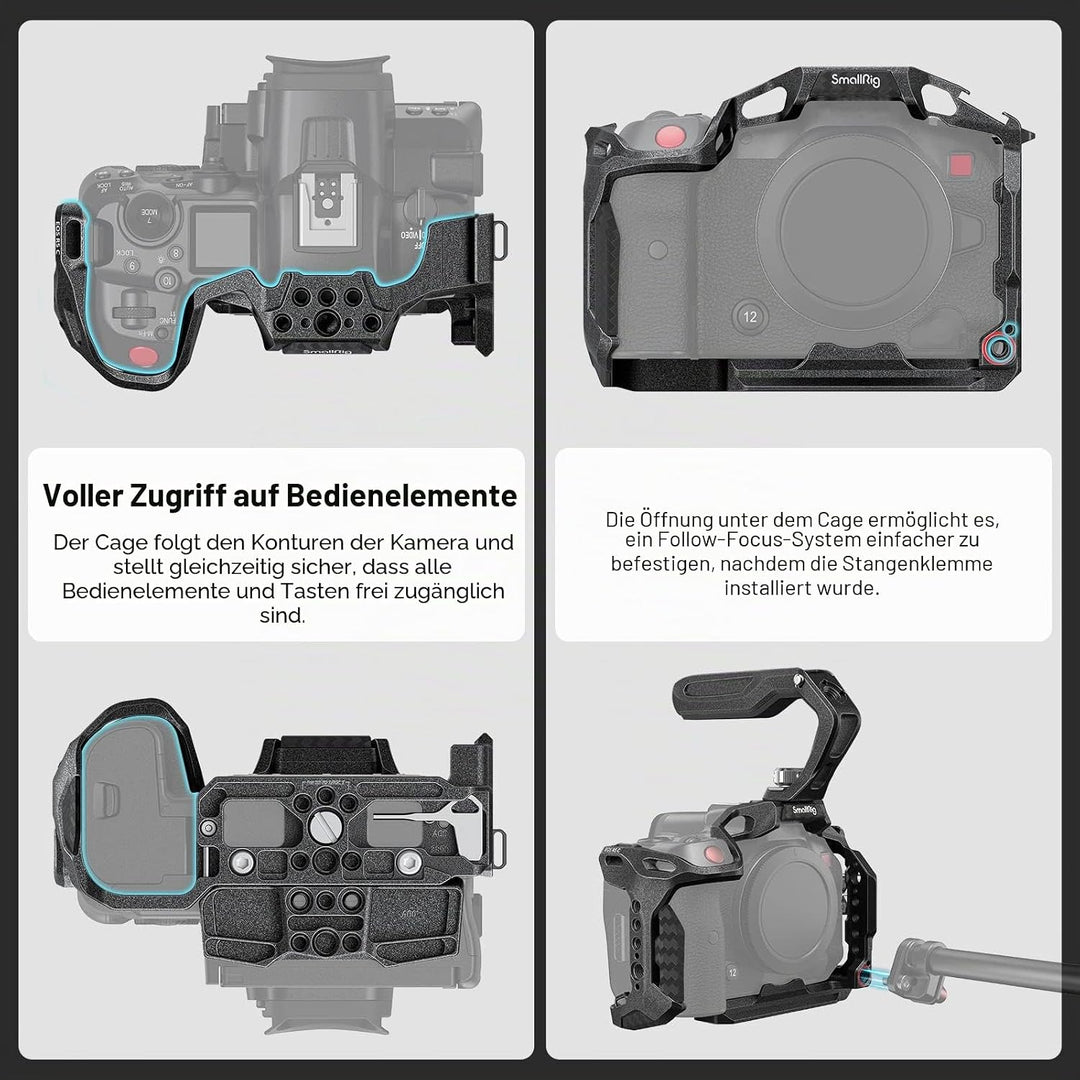 SMALLRIG R5 C Camera Cage Handheld Kit für Canon R5 C mit Oberem Griff, Full Cage, HDMI & USB-C Kabe