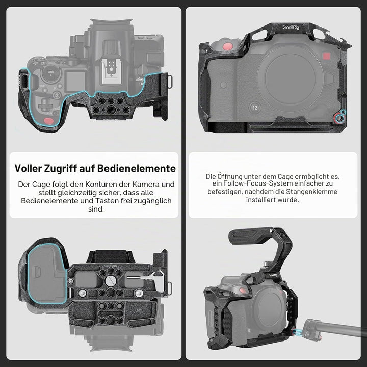 SMALLRIG R5 C Camera Cage Handheld Kit für Canon R5 C mit Oberem Griff, Full Cage, HDMI & USB-C Kabe