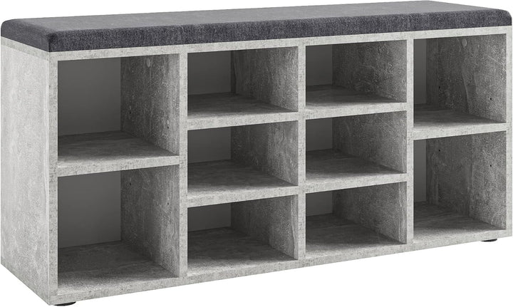 KOMTO Schuhbank mit Sitzfläche - Schuhregal Beton 104 x 50 x 30 cm Schuhschrank mit Sitzbank Flur Ba