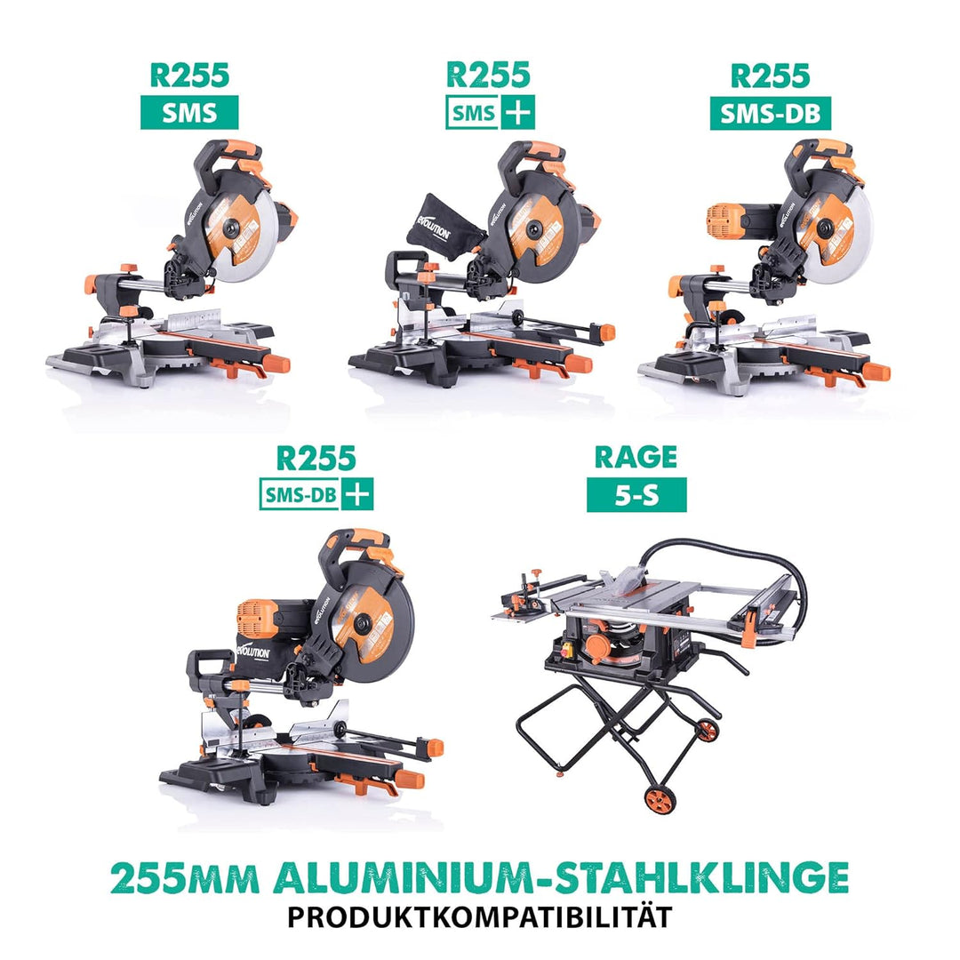 Evolution A255TCT-80MS - 255 mm Sägeblatt zum Schneiden von Aluminium - Metall-Sägeblatt Hartmetallb