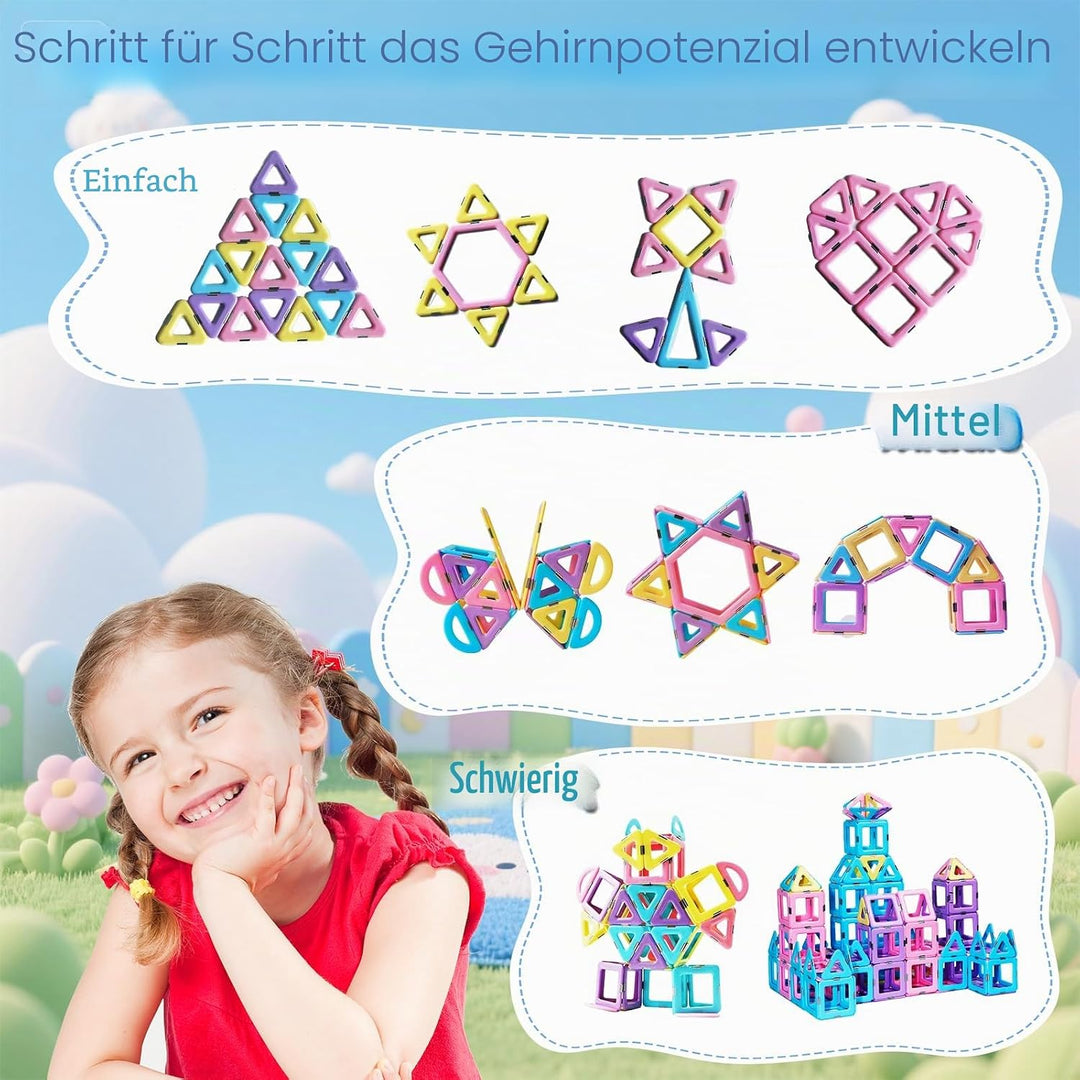 Magblock Magnetische Bausteine 52 Teiles Konstruktion Bauen Blöcke Kinder Pädagogisches Magnetspielz