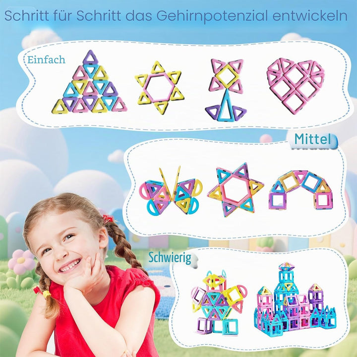 Magblock Magnetische Bausteine 52 Teiles Konstruktion Bauen Blöcke Kinder Pädagogisches Magnetspielz