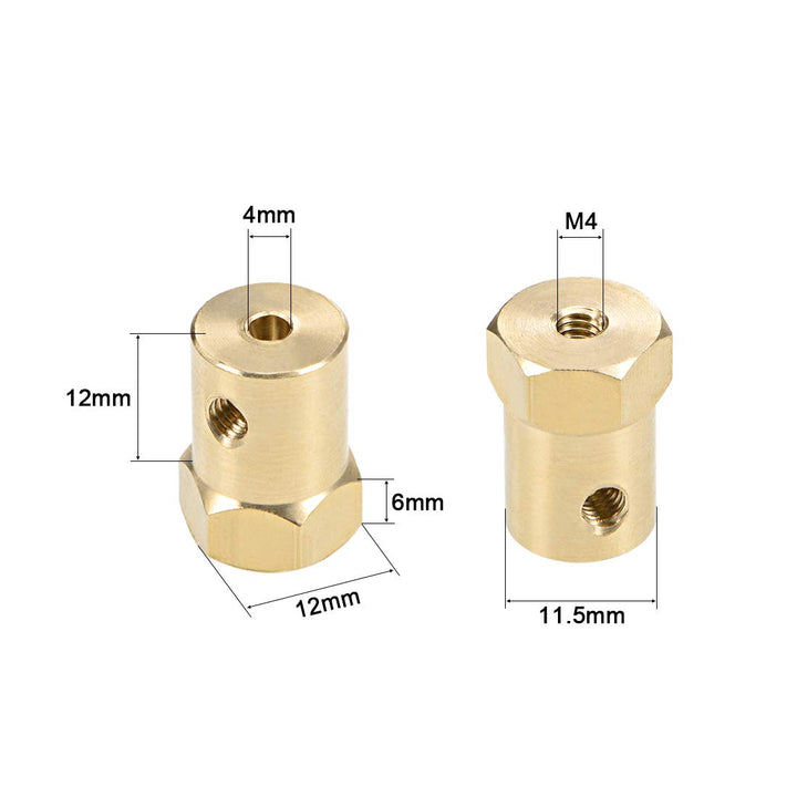 sourcing map 8Stk.Sechskantkupplung 4mm Bohrungsmotor Sechskant Messing Wellenkupplung Flexibler Ste