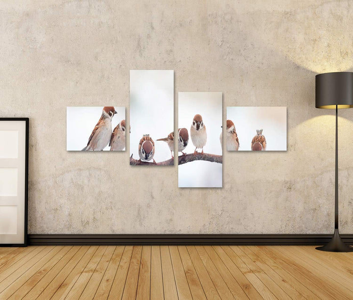 islandburner Bild auf Leinwand Spatzen Auf Einem Zweig Sitzend Panoramabild Bilder Wandbilder Poster