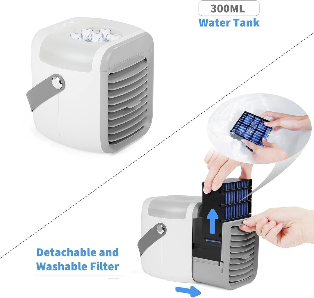 Mobile Klimageräte,4 in 1 Klimaanlage,Mini Air Cooler, USB Leiser Luftkühler mit Wassertank,Tragbare