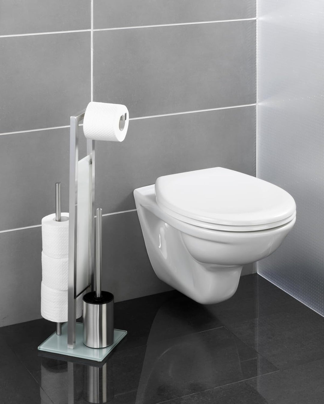 WENKO Stand WC-Garnitur Rivalta, mit integriertem Toilettenpapierhalter und WC-Bürstenhalter, in ros