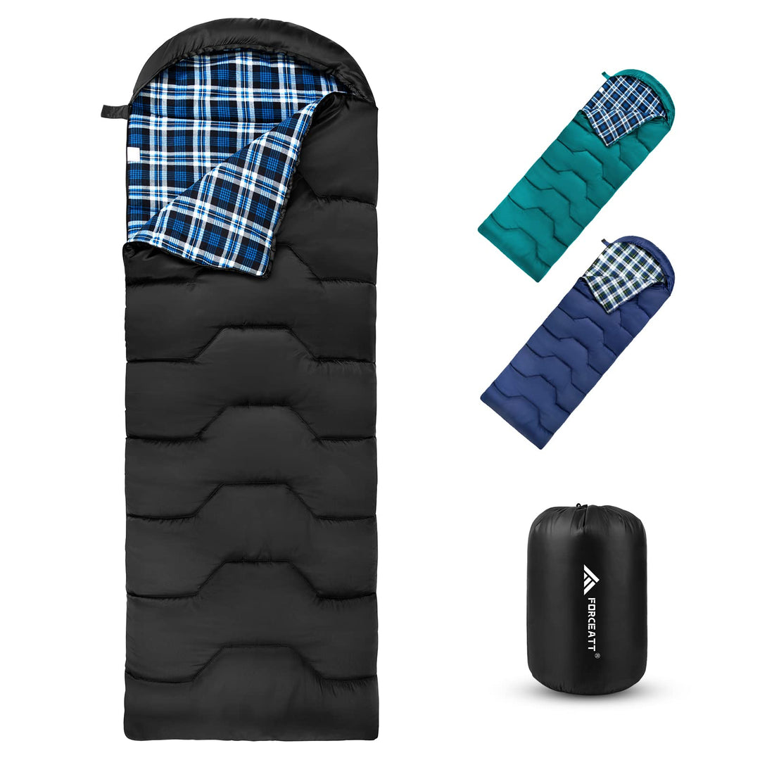 Forceatt Schlafsack 3~4 Jahreszeiten, -5°C Flanell und 20°C Polyester Schlafsack für Erwachsene, was