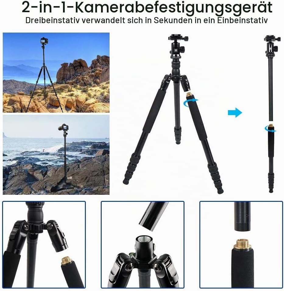 SIRUI Traveler 7A Reise-Dreibeinstativ Aluminium schwarz mit Kugelkopf Aluminum, Aluminum