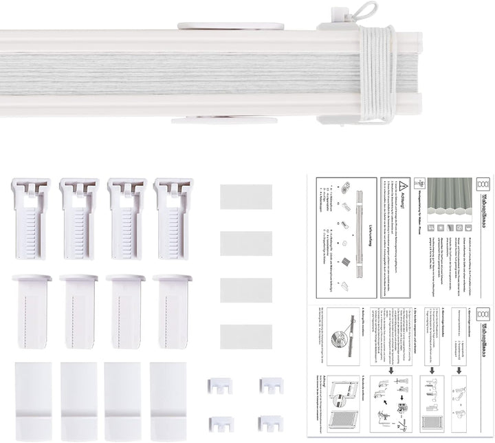 Plissee ohne Bohren Verdunkelung Plissees Klemmfix 35x80cm(BxH) Weiss 100% Blickdicht Verdunklungspl